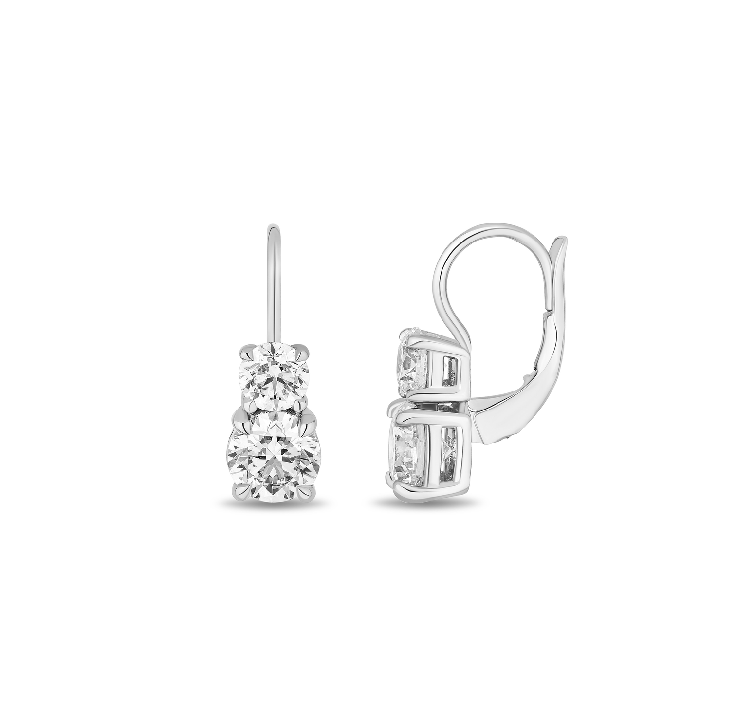 Sabel Collection Platinum Double Diamond Drop Earrings